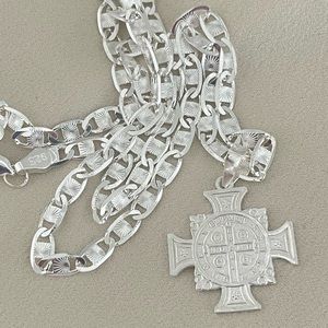 Sterling Silver St. Benedict Necklace Cadena De San Benito